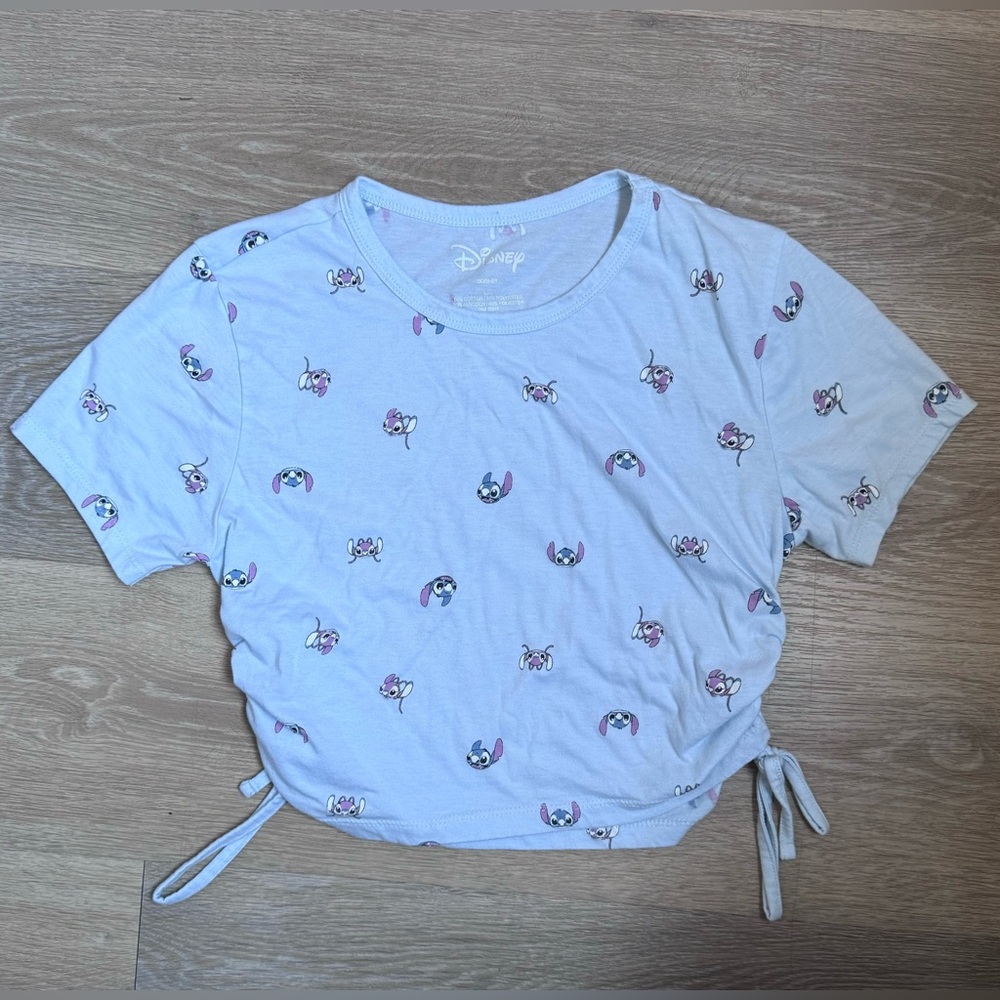 DISNEY crop top t-shirt Lilo and Stitch bunched adjustable sides girls Large